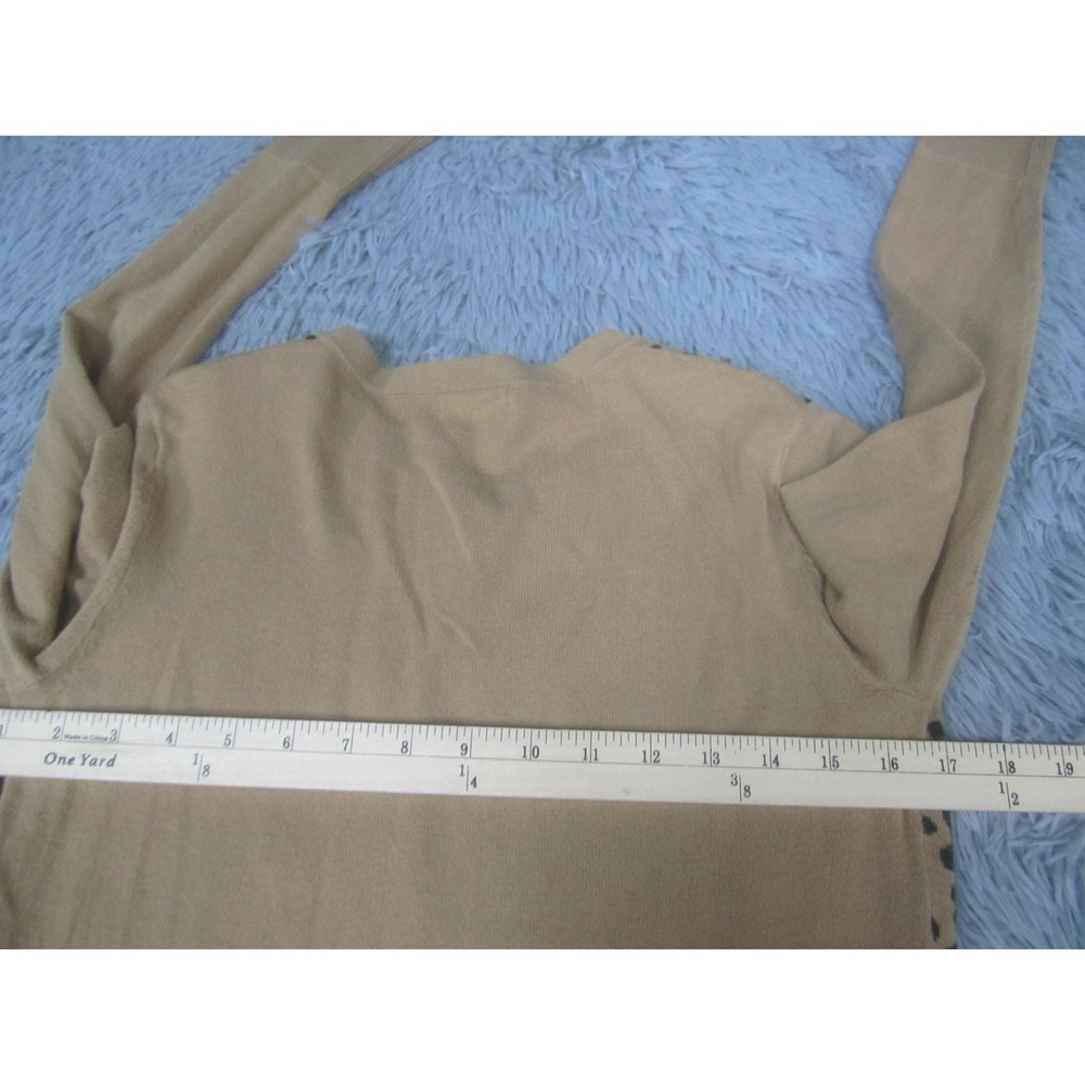 Merona Cardigan Sweater Womens XS Beige Leopard Print Button Front Long Sleeve - Picture 6 of 8